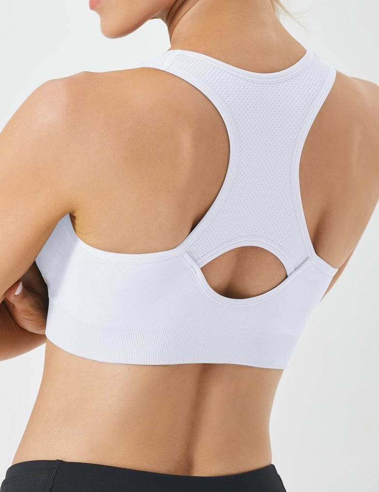 Racerback Sports Bras for Women - Padded Seamless Support Bra for Yoga Gym Workout Fitness - Image 3