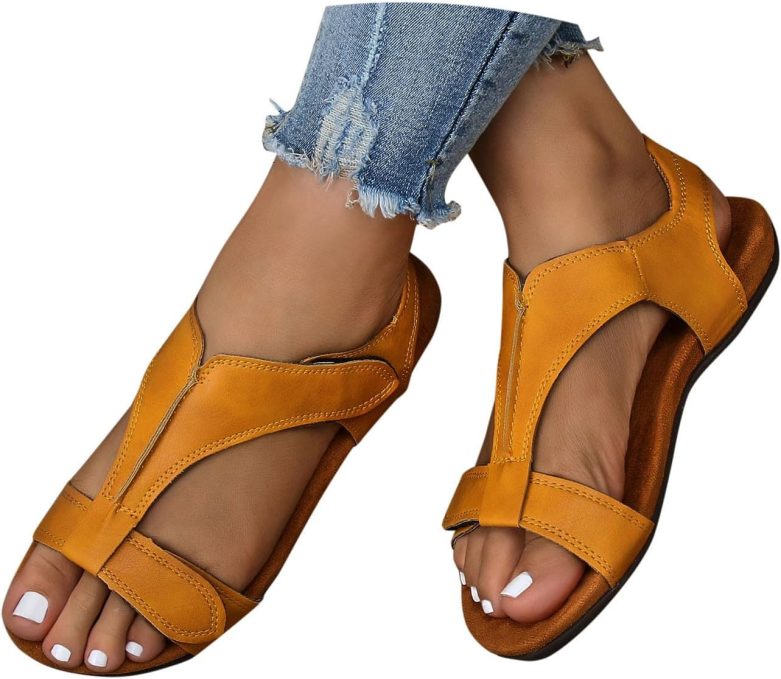 Orthopedic Sandals for Women Comfortable Orthotic Sandals with Arch Support Summer Casual Walking Flat Beach Sandals - Image 2