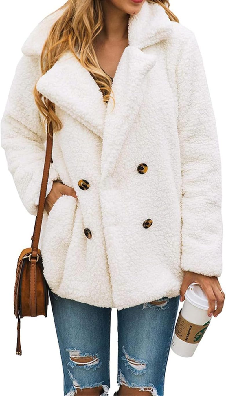 Women's Fashion Winter Coat Sherpa Fleece Faux Fur Shearling Oversized Trendy Jackets Warm Outerwear