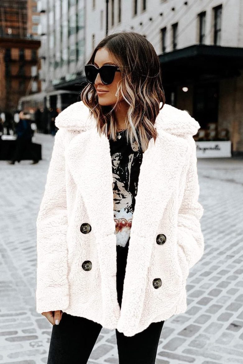 Women's Fashion Winter Coat Sherpa Fleece Faux Fur Shearling Oversized Trendy Jackets Warm Outerwear - Image 2