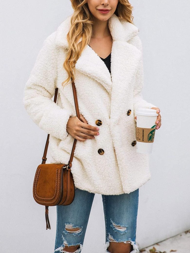 Women's Fashion Winter Coat Sherpa Fleece Faux Fur Shearling Oversized Trendy Jackets Warm Outerwear - Image 3